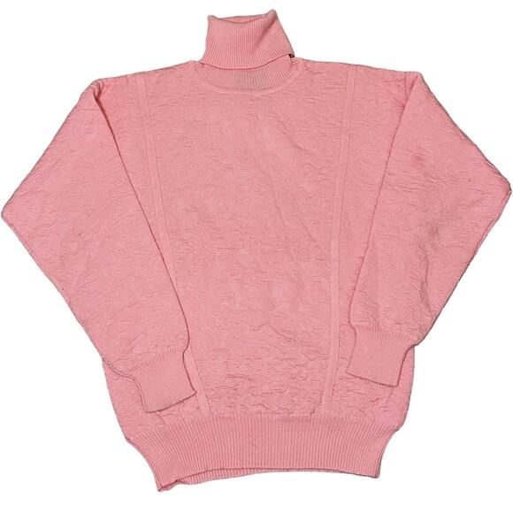 Tyrolia by Head Sweaters - Vintage Tyrolia by Head Textured Knit Turtleneck Sweater Baby Pink Size Medium